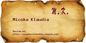 Micska Klaudia névjegykártya
